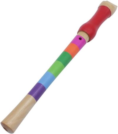 Houten Kinderfluit - Speelgoedfluit Muziekinstrument - Muziek Leren Spelen - Gladde Houten Body - 32.5 cm - Multicolor
