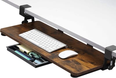 Toetsenbordlade onder bureau - Werkplek organizer - Ergonomisch werken - Eenvoudige klembevestiging - 68 x 30 cm - Houtnerf