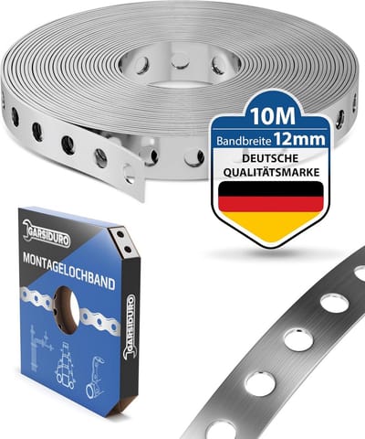 Montagegatband Staal - Geperforeerde Band - Kabel Bevestiging - Kunststof Ommanteld - 12 mm x 10 m - Zilver