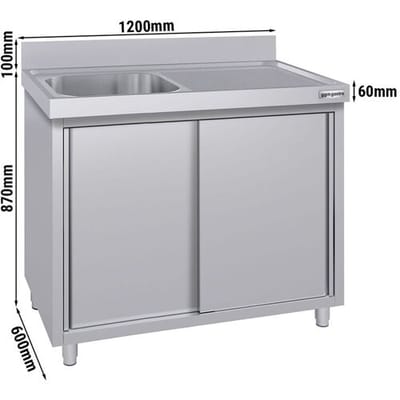 GGM Gastro Spülschrank ECO - 1200x600mm - mit 1 Becken links Zilver