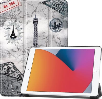 Hoesje - Geschikt voor Apple iPad 8 (2020) - 10.2 inch - 8e Generatie - Dun & Stevig - Hardcover Book Case - Trifold Bookcase Hoes - Hard Cover - Tablethoes - Eiffeltoren