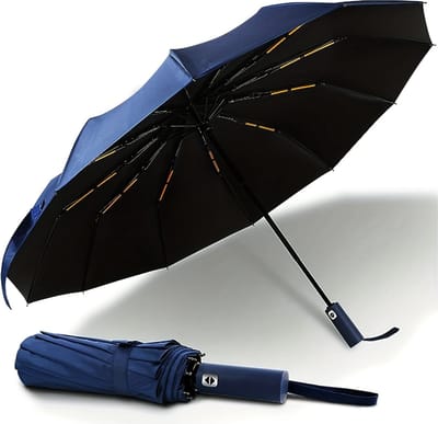 Bovista Windproof Paraplu - Opvouwbaar - Moderne Stormparaplu - Stormproef - Automatisch Uitklapbaar - Umbrella - Blauw