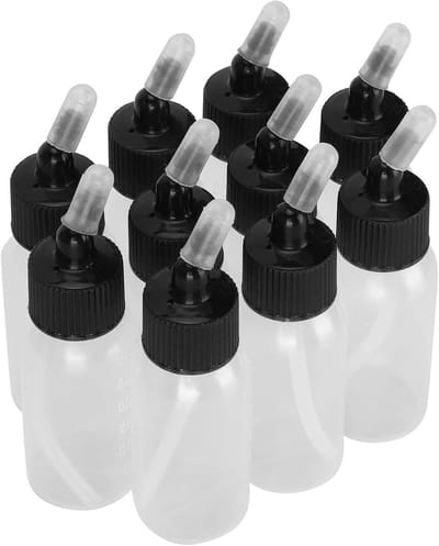 Lege Airbrush Flessen, Set van 10, 30ml Verfopslag Containers met Deksel voor Siphon Feed Airbrush, Ideaal voor Hobby en Kunstprojecten
