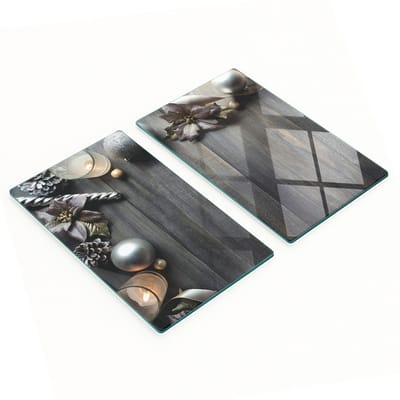 Glazen snijplanken met kerstafbeeldingen 2x30x52 cm
