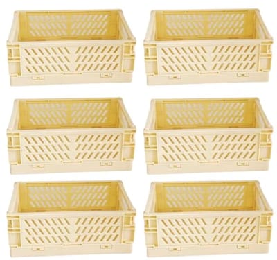 Opvouwbare Kunststof Opbergdozen voor Thuis - Ideaal voor Keuken, Badkamer, Slaapkamer en Kantoor - Geel 25x16x10 cm