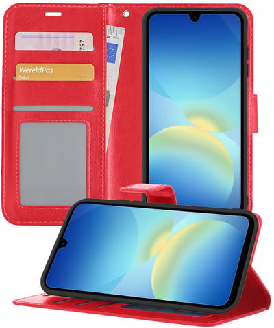 Hoesje - Geschikt voor Samsung Galaxy A26 - Luxe Bookcase - Walletcase Hoes - Portemonnee - Cover - Telefoonhoes - Rood