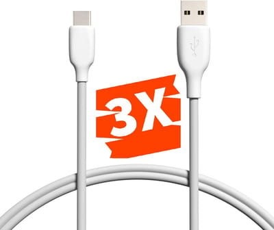USB C naar USB-A Kabel - 3A/18W - Datakabel 480 MBps - Sterk Rubber - Fast Charging - Voor o.a S8,S9,S10,S20,S21,S22,Tablet,A7,A8,A9,S7,S8,S9