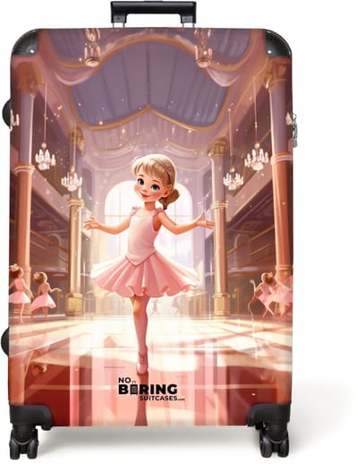 NoBoringSuitcases.com® - Koffer groot - Reiskoffer lichtgewicht - Ballerina - Meisjes - Roze - Kinderen - Rolkoffer met 4 wielen - Grote trolley XL - 98 liter bagage