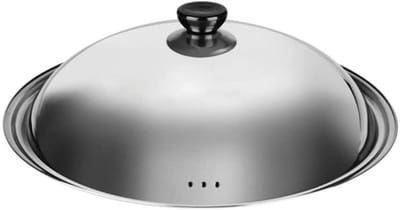 Kookpan Deksel - Potdeksel Vervanging - Koken en Braden - Roestvrijstalen Rand - 28 cm - Zilver