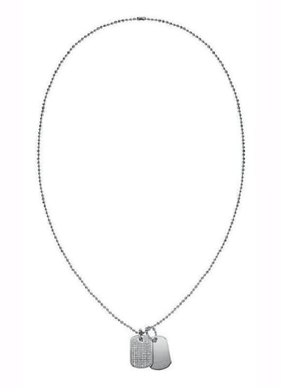 TJ SS Mini Pave Dog tag Necklace