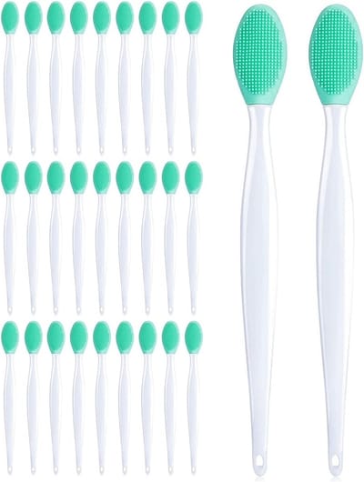 Siliconen Exfoliërende Lippenborstel - 24 Stuks Dubbelzijdige Lip Scrubber voor Zachte Reiniging en Make-up Applicatie