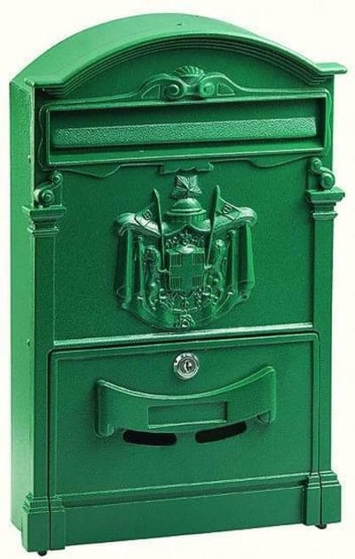 Groene Cassetta Post Brievenbus voor Tijdschriften - Geanodiseerd Aluminium 26 x 9 x 41 cm