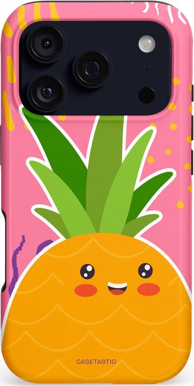 Casetastic hoesje geschikt voor Apple iPhone 17 Pro - MagSafe - Dubbellaagse bescherming - Zoete Ananasdroom - Fashion Case - Koraal Okergeel Groen