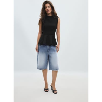 Stradivarius Mouwloze peplumtop met hoge kraag  Zwart XS