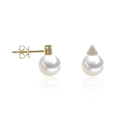 Luna-Pearls - 312.1700 - Oorstekers - Dames - 585 Witgoud - Zoetwatercultuurparel en Brillanten