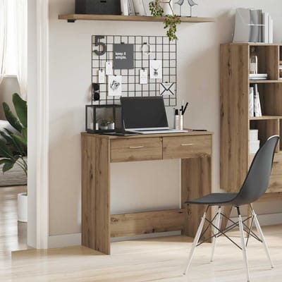 vidaXL - Bureau - 80x40x75 - cm - bewerkt - hout - artisanaal - eikenkleurig