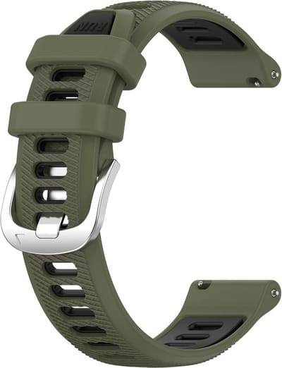 Siliconen bandje - geschikt voor Garmin Vivoactive 4 / Venu 3 / Venu 2 / Forerunner 255 / Forerunner 265 / 570 (47mm) - legergroen-zwart