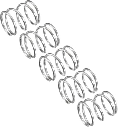 Set van 5 Compressieveren RVS 9mm Buitendiameter 10mm Lengte