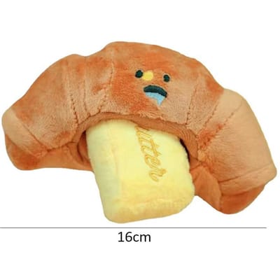 Verborgen Voedsel Speur Speelgoed Piepend Hondenspeelgoed Interactief Pluche Speelgoed Hond Kauwspeelgoed Huisdier Speelgoed Croissant Brood Piepend Geluid Pluche Speelgoed brown