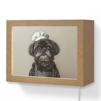 Wandlamp 20x15 cm - Oplaadbaar - Kokskleding - Zwart - Hondje - Wandlampen binnen woonkamer - Slaapkamer lamp met kabel - Decoratieve nachtlamp - Vloerlamp snoer