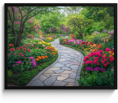 Poster in lijst - Fotolijst 70x50 cm - Posters - Park - Bloemen - Tuin - Posterlijst zwart - Decoratie - Wanddecoratie woonkamer - Muurdecoratie slaapkamer