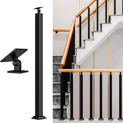 Trapleuning Set - Metalen Hekwerk - Veilige Trappen - 270° Verstelbaar - 95cm Lengte - Zwart
