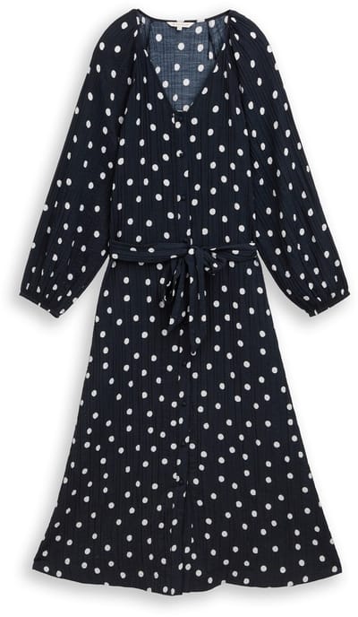 Tom Tailor - Maxijurk met stippenpatroon - Maat 36 - navy big dot design
