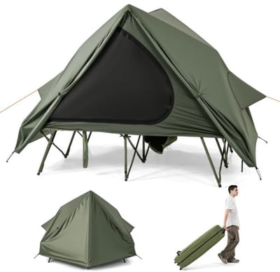 Veldbed - Kampeerbed - Vouwbed - Ligbed - Stretcher- Campingbedje - Opvouwbaar - 2 Persoons - Groen