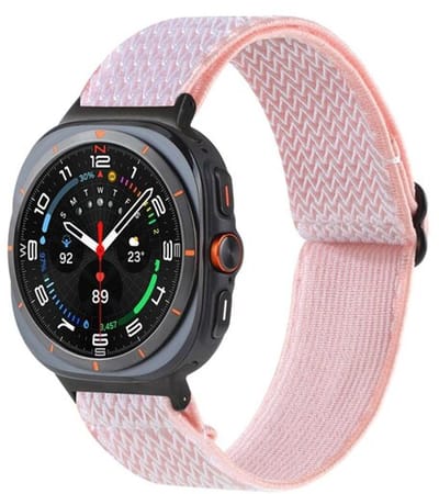 By Qubix - smartwatch bandje - Compatible Samsung bandje - Elastische solo loop nylon bandje - Roze - Geschikt voor Samsung Galaxy Watch 9 (40/44mm) - Watch 8 (40/44mm) - Watch 8 Classic (46mm)