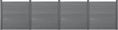 HKC Schuttingpaneel met 6 palen 183x705 cm grijs