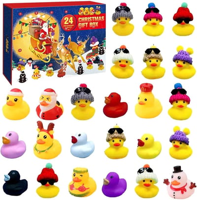 Mini Kerst Rubber Eendjes Adventskalender 2023, 24 Stuks, Leuke Cadeaus voor Kinderen, Feestdecoratie en Speelgoed voor Jongens en Meisjes