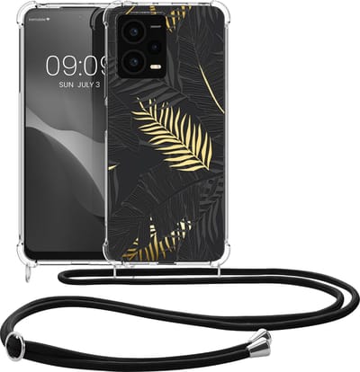 kwmobile telefoonhoesje geschikt voor Xiaomi Redmi Note 12 Pro+ 5G / Note 12 Pro Plus 5G - Hoesje met telefoonkoord - Back cover voor smartphone - Case in geel / grijs / transparant