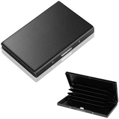 Dailygoods- Visitekaarthouder roestvrij staal - Kaarthouder voor 4 kaarten - Creditcardhouder - Meerkleurig - Stijlvol design - Afmetingen 10 x 7,5 x 2,5 cm