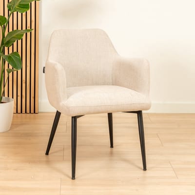 Bronx71® Scandinavische eetkamerstoel Lars beige gerecyclede stof - stoel
