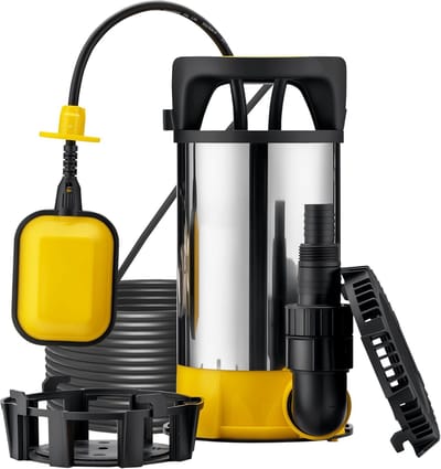Dompelpomp RVS - Afvoerpomp Vuilwater - Kelder Leegpompen - 3-in-1 Functionaliteit - 8000 L/U - Geel Zwart
