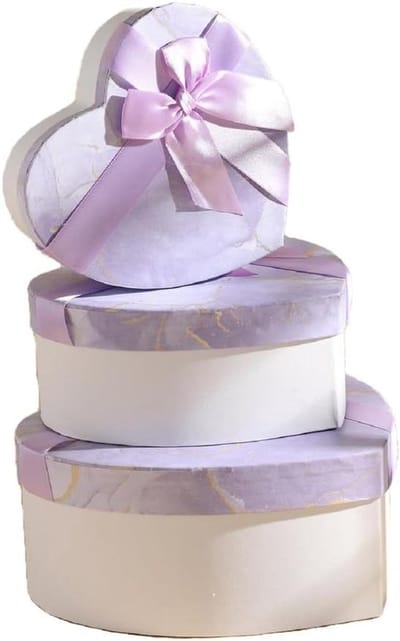 Hart Cadeaubox Set - Verpakking Dozen - Cadeaus Presenteren - Met Lint Detail - 3 Maten - A