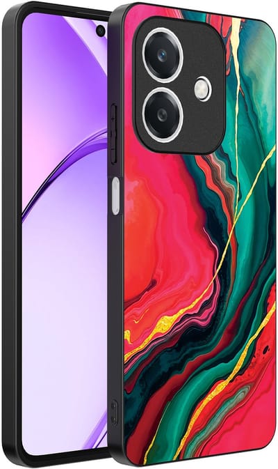 Smartphonica Telefoonhoesje Geschikt voor Oppo A3 - A3X met Rood Groen Marmer Opdruk - TPU Backcover Case Red Green Marble Design geschikt voor Oppo A3;Oppo A3X
