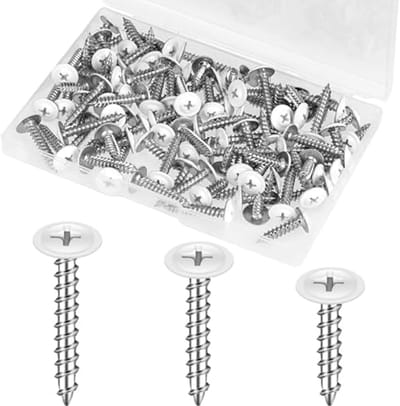 Dailygoods- Zelftappende Schroeven 120 Stuks - Wit - Platkop - Roestvrij Staal - 1/2/3/4 Inch - Voor Hout/Wandplaten