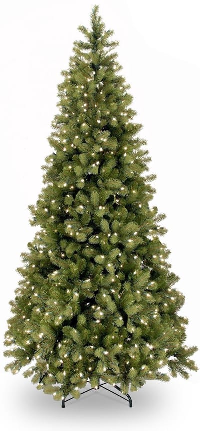 Poly Bayberry Slim Hinged verlichte kunstkerstboom - 243 cm - Groen - Ø114 cm - 1436 tips - 550 ledlampjes (warm wit) - Metalen voet