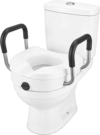 Toiletverhoger - Zitting met steunen - Zelfstandig zitten - Met armleuningen - 44 x 42 cm - Wit