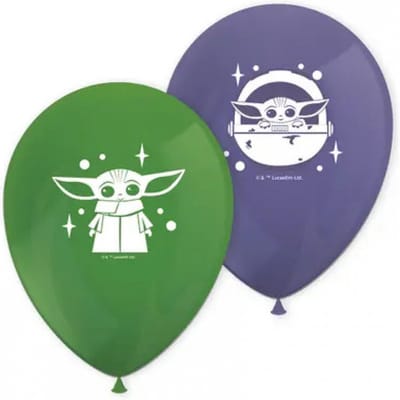 Ballonnen - Star Wars - The Mandelorian - Grogu - Baby Yoda - 8 stuks - Groen - Paars - Kinderfeestje