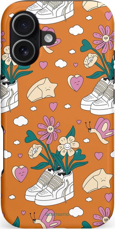 Casetastic hoesje geschikt voor Apple iPhone 17 - MagSafe - Dubbellaagse bescherming - Hartentuin - Fashion Case - Terracotta Zand Lichtgrijs