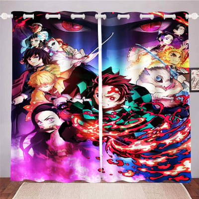 Anime Woonkamer Slaapkamer Gordijnen Voor Woonkamer Geperforeerd Stofdicht Verduisterende Gordijnen Keukenkast Woondecoratie 100x140cm&Grommet Top white