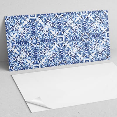 Coloray Wandpanelen Zelfklevend - Klassiek bloemenpatroon PVC Wandpaneel - 100 cm x 50 cm - Blauw Wandbekleding Zelfklevend - 1 stuk - Mozaïeken Wandpanelen Zelfklevend - Wandpanelen Keuken - Wandpaneel Badkamer