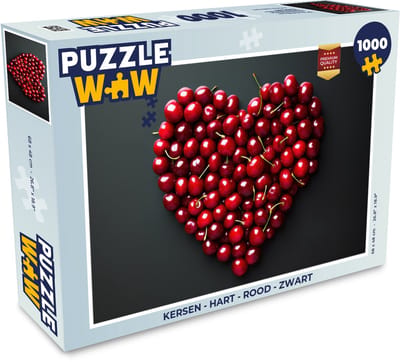 Puzzel Kersen - Hart - Rood - Zwart - Legpuzzel - Puzzel 1000 stukjes volwassenen