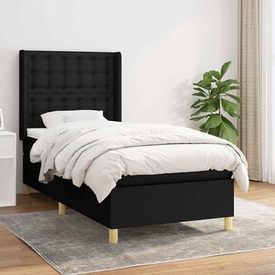 vidaXL - Boxspring - met - matras - stof - zwart - 100x200 - cm