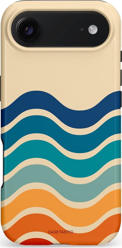 Casetastic hoesje geschikt voor Apple iPhone Air - MagSafe - Dubbellaagse bescherming - Nostalgische golven - Fashion Case - Zand Petrol Rood Oranje