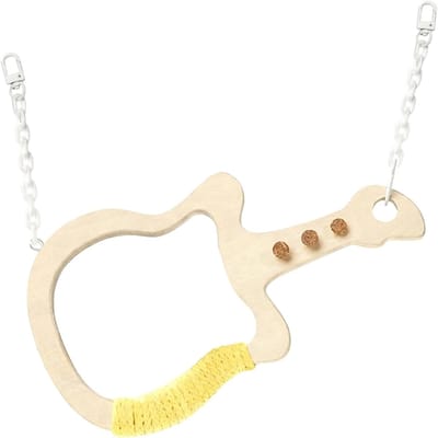 Vogel Zitstok Gitaar - Papegaai Speelgoed - Vogel Educatie - Natuurlijk Hout - 25 x 14 cm - Niet gespecificeerd