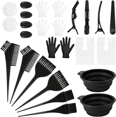 Complete Haarverfset met 26 Onderdelen, Kam, Schaal, Handschoen, Oordopjes en Borstel voor Salons en Thuisgebruik