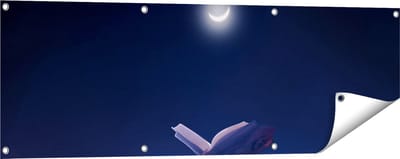 Gards Tuinposter Heilige Boek Koran bij een Halve Maan - 120x40 cm - Tuindoek - Tuindecoratie - Wanddecoratie buiten - Tuinschilderij